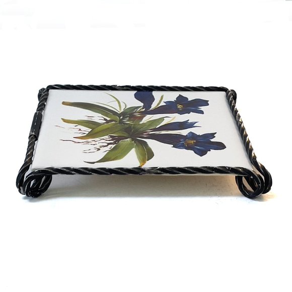 Vintage VILLEROY & BOCH Tile Trivet Blue Floral - Picture 7 of 9